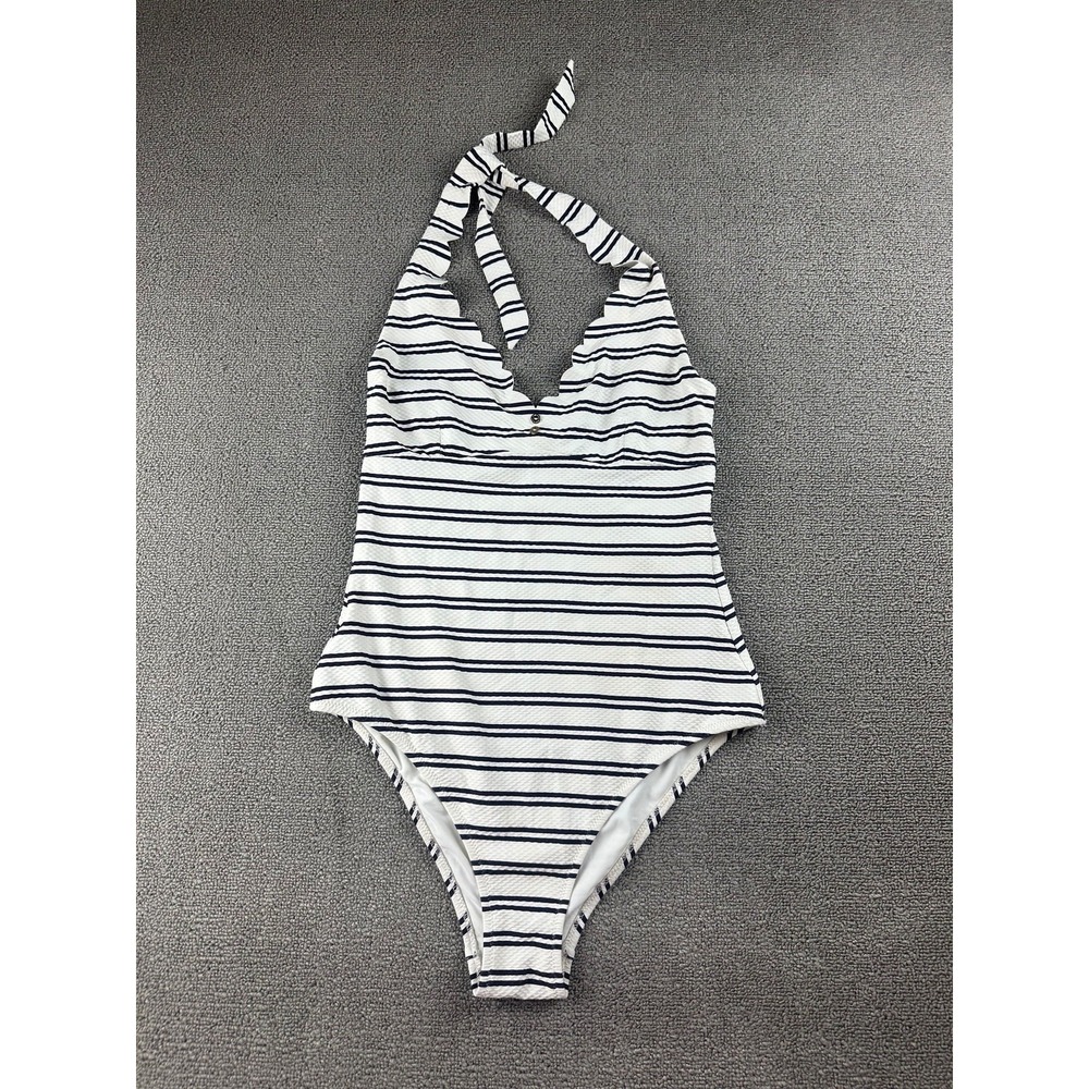Heidi Klein One Piece Swimsuit S Women White Black Bequia Striped Nautical Beach